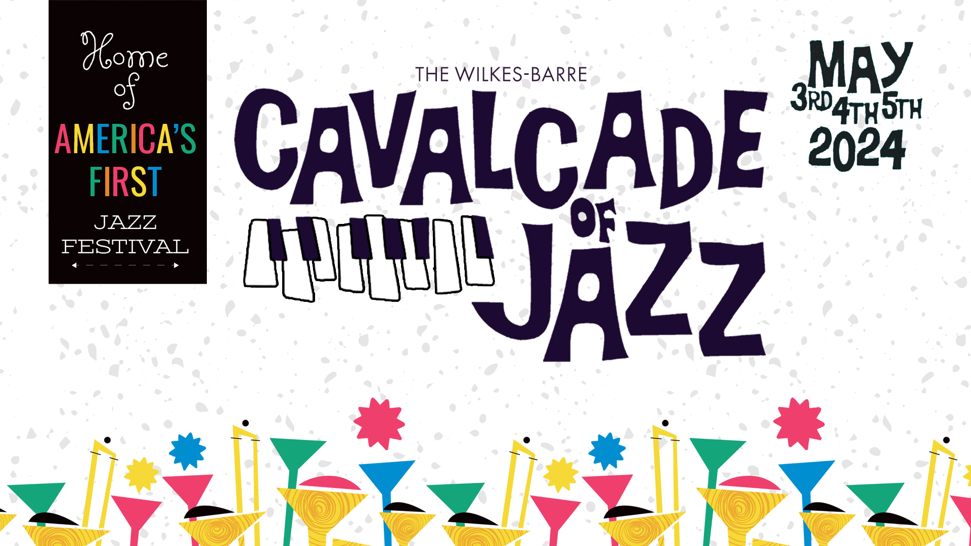 Wilkes-Barre Cavalcade of Jazz logo with information on the May 2024 Event.